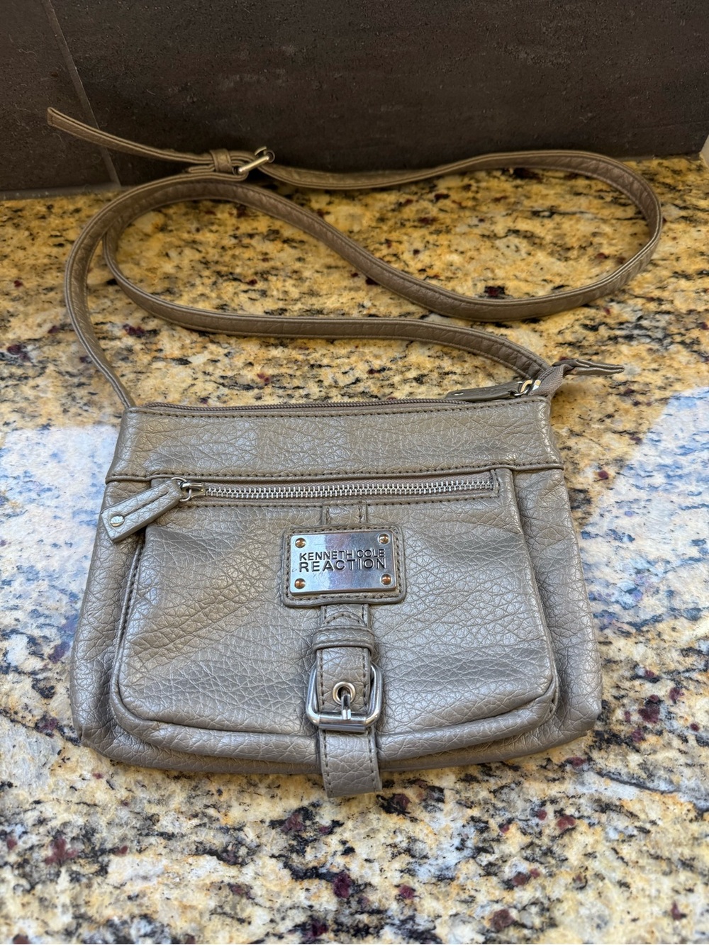 Kenneth Cole Reaction Metallic Gray Crossbody Bag